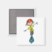 Skeelerende Stick Figure Magneet (Voorkant / Achterkant)