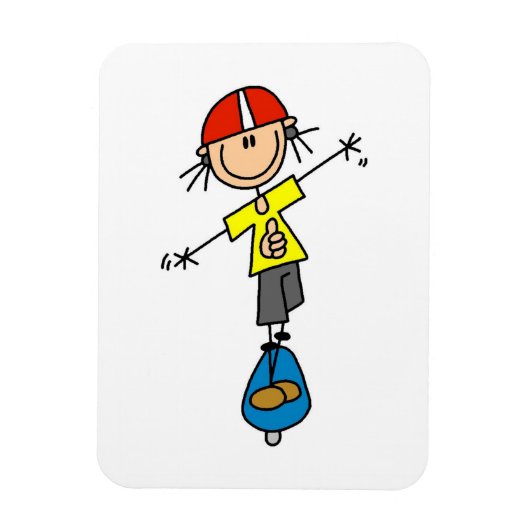 Skeelerende Stick Figure Magneet (Verticaal)