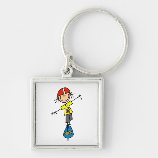 Skeelerende Stick Figure Sleutelhanger (Voorkant)