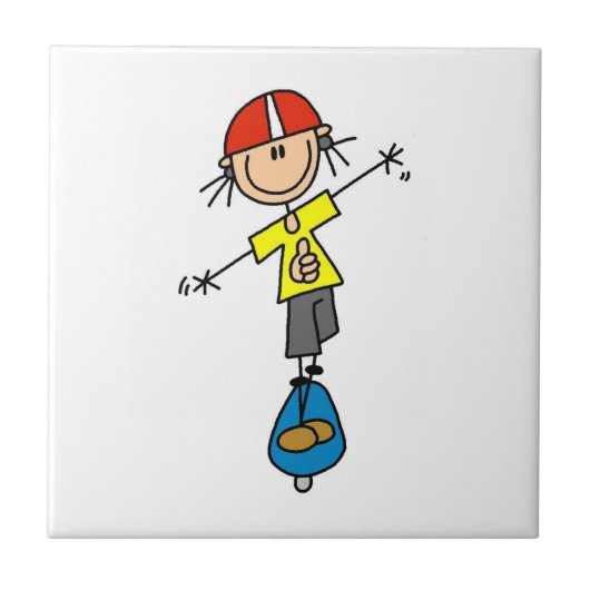 Skeelerende Stick Figure Tegeltje (Voorkant)