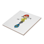 Skeelerende Stick Figure Tegeltje (Zijkant)