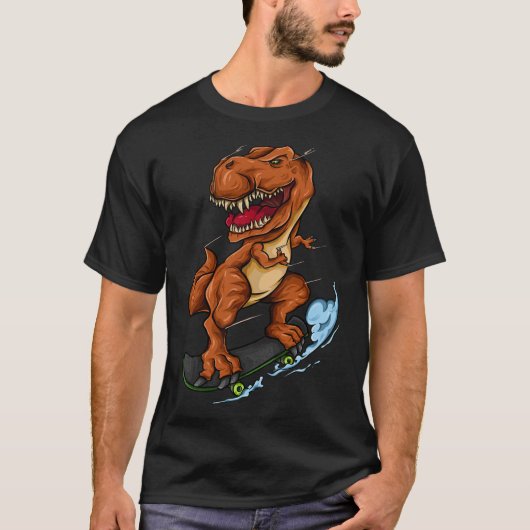 Skeelerende T-rex - Schattige Trex Dinosaur Skeele T-shirt (Voorkant)