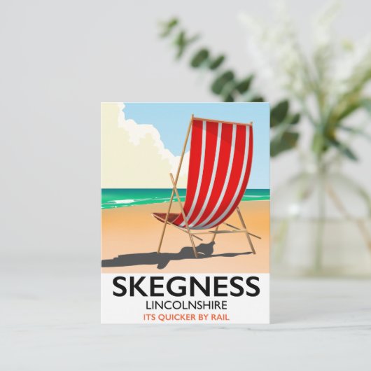 Skegness Lincolnshire strand poster Briefkaart (Staand voorkant)