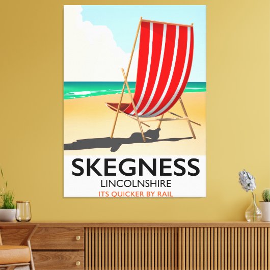 Skegness Lincolnshire strand poster Canvas Afdruk (Insitu (Woonkamer))