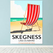 Skegness Lincolnshire strand poster Canvas Afdruk (Insitu (Houten vloer))