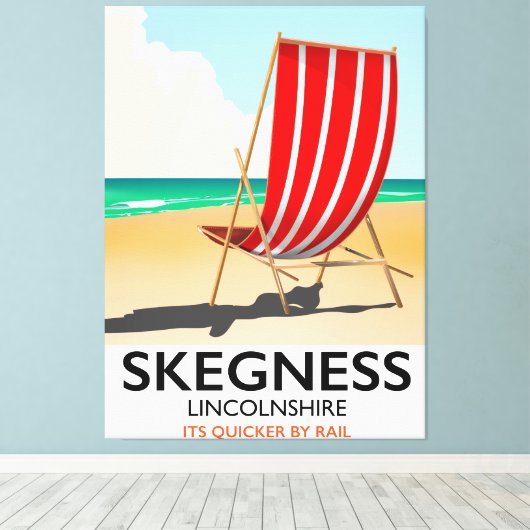 Skegness Lincolnshire strand poster Canvas Afdruk (Insitu (Houten vloer))
