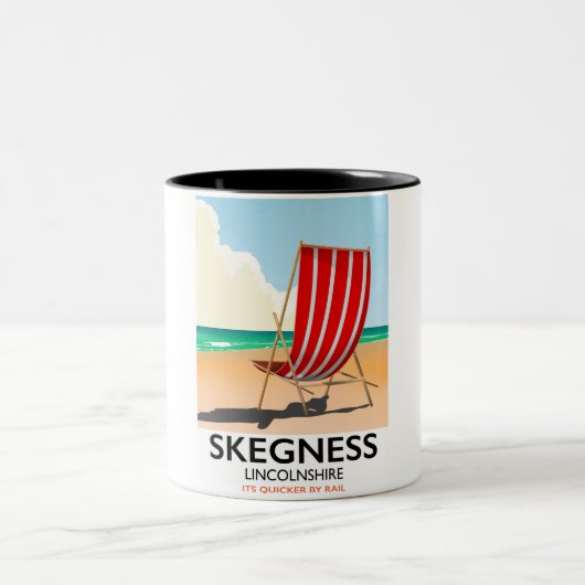 Skegness Lincolnshire strand poster Tweekleurige Koffiemok (Center)
