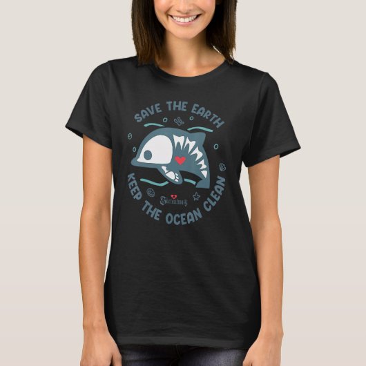 Skelanimals Dolphie Keep The Ocean Clean Girls T-shirt (Voorkant)