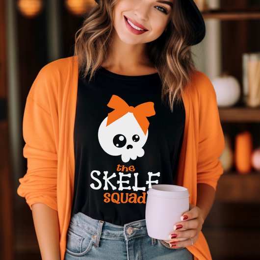 Skele Squad Bow Sinaasappel Halloween Family Match T-shirt