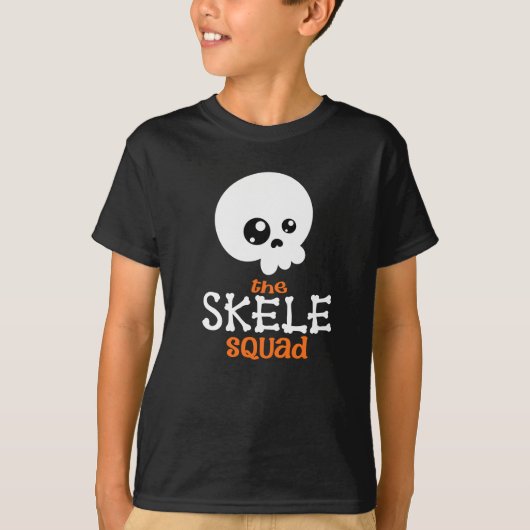 Skele Squad Sinaasappel Halloween Kinder Familie M T-shirt (Voorkant)