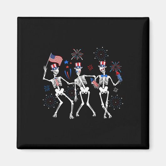 Skelet 4 juli Amerikaanse vlag Skellies Magneet (Voorkant)