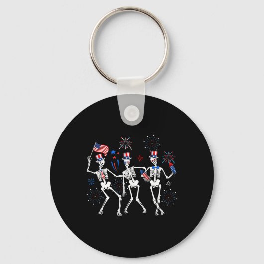 Skelet 4 juli Amerikaanse vlag Skellies Sleutelhanger (Voorkant)