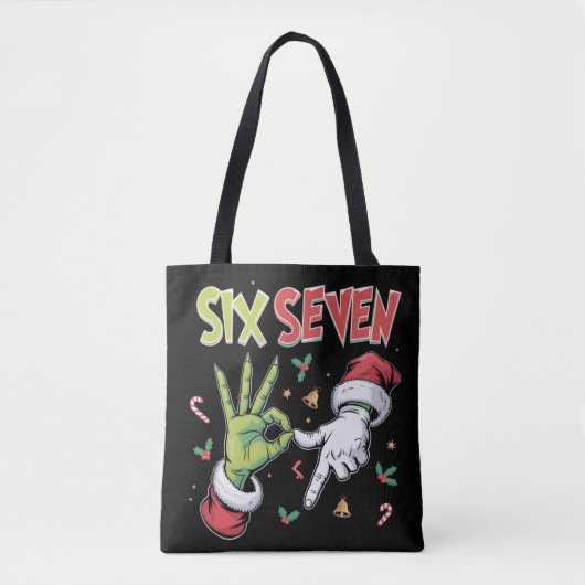 Skelet 6 7 Kerstmis Zes Zeven Meme Kerstmis Tote Bag (Voorkant)