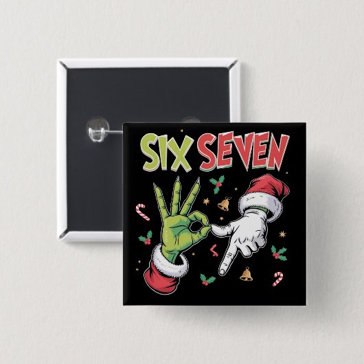 Skelet 6 7 Kerstmis Zes Zeven Meme Kerstmis Vierkante Button 5,1 Cm (Voorkant /achterkant)