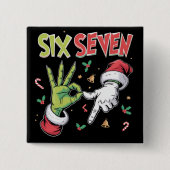 Skelet 6 7 Kerstmis Zes Zeven Meme Kerstmis Vierkante Button 5,1 Cm (Voorkant)