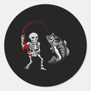 Skelet aan het vissen Byss Visser Halloween  Ronde Sticker