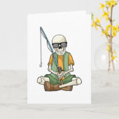 Skelet aan het vissen met hengel kaart (Gele Bloem)