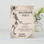 Skelet Adult Halloween Feestuitnodiging Kaart (Staand voorkant)