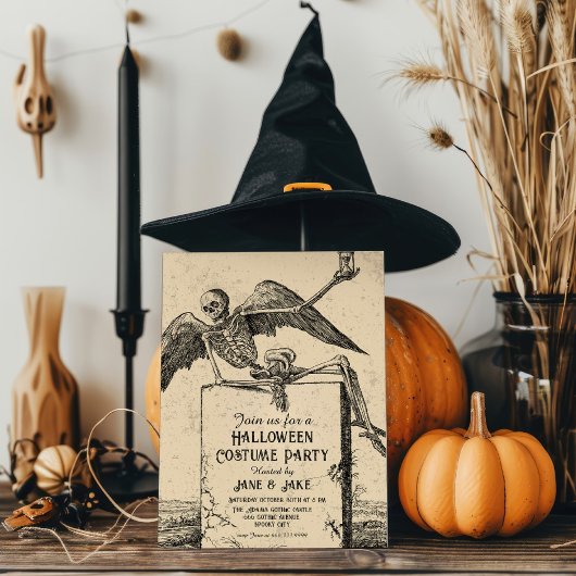  Skelet Adult Halloween Feestuitnodiging Kaart