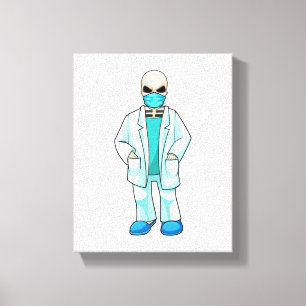 Skelet als Doctor met gezichtsmasker Canvas Afdruk