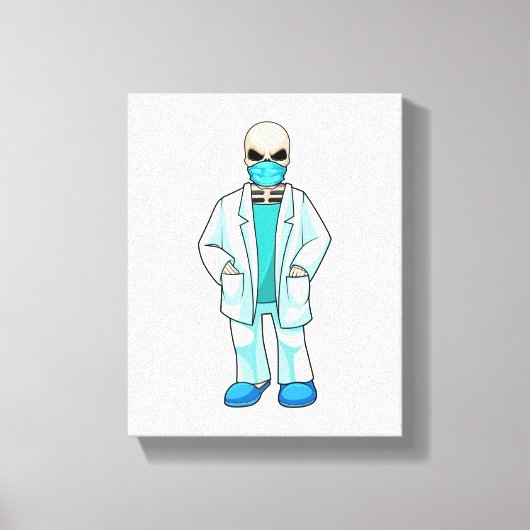 Skelet als Doctor met gezichtsmasker Canvas Afdruk (Voorkant)
