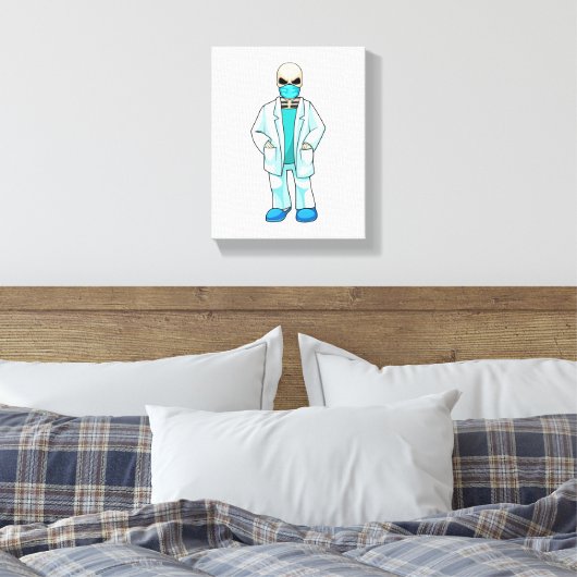 Skelet als Doctor met gezichtsmasker Canvas Afdruk (Insitu (Slaapkamer))