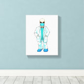 Skelet als Doctor met gezichtsmasker Canvas Afdruk (Insitu (Houten vloer))