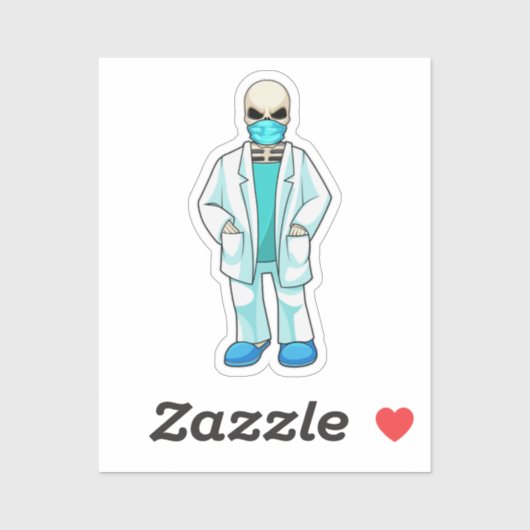 Skelet als Doctor met gezichtsmasker Sticker (Vel)