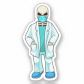Skelet als Doctor met gezichtsmasker Sticker (Voorkant)