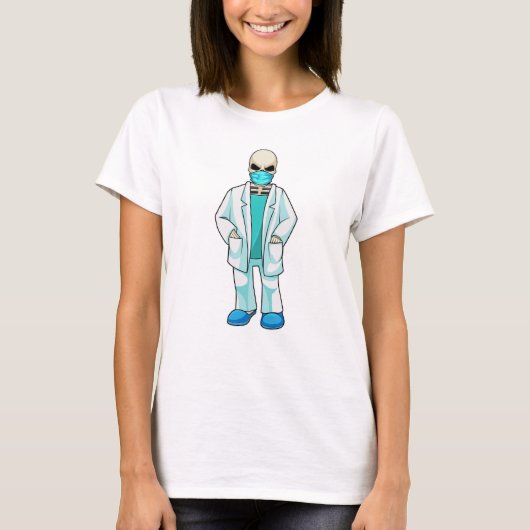 Skelet als Doctor met gezichtsmasker T-shirt (Voorkant)