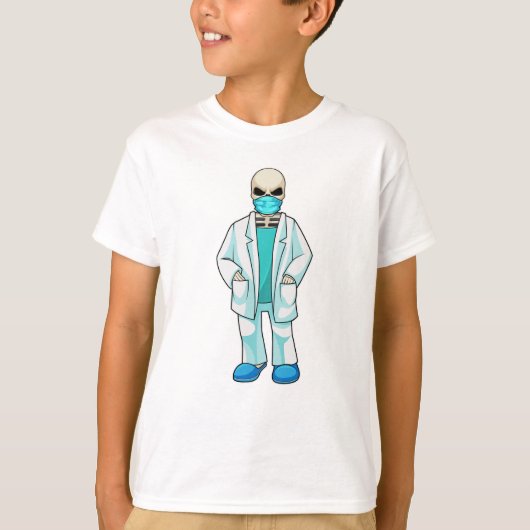 Skelet als Doctor met gezichtsmasker T-shirt (Voorkant)