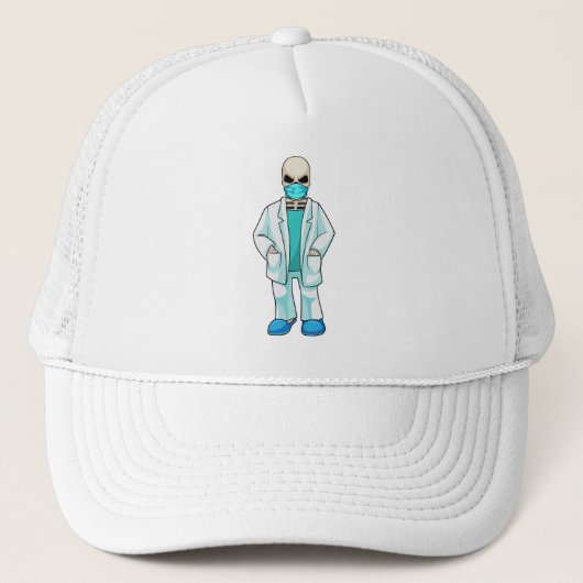 Skelet als Doctor met gezichtsmasker Trucker Pet (Voorkant)