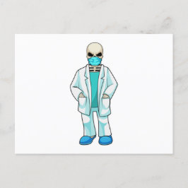 Skelet als dokter met mondkapje briefkaart