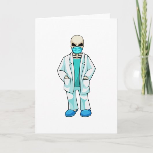 Skelet als dokter met mondkapje kaart (Voorkant)