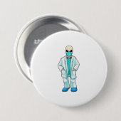 Skelet als dokter met mondkapje ronde button 7,6 cm (Voorkant /achterkant)