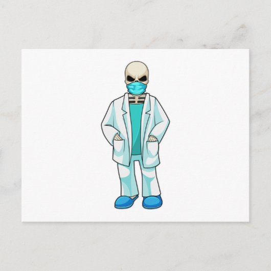 Skelet als dokter met mondmasker briefkaart (Voorkant)