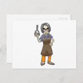 Skelet als hairdresser met schaar briefkaart (Voorkant / Achterkant)