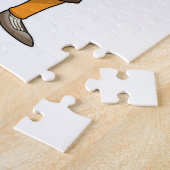 Skelet als hairdresser met schaar legpuzzel (Zijkant)