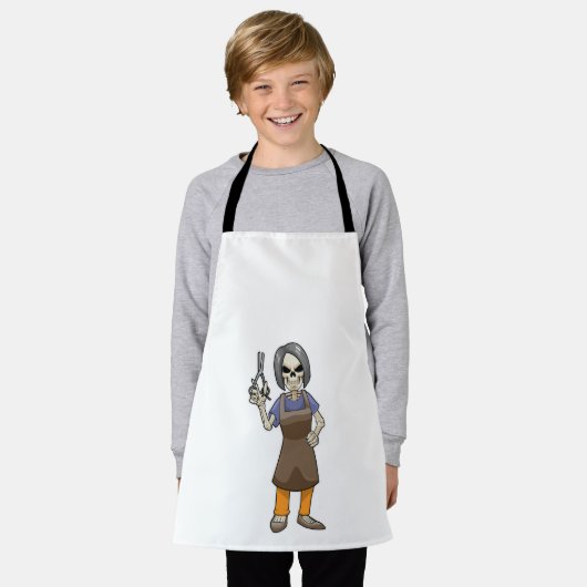 Skelet als hairdresser met schaar schort (Gedragen)