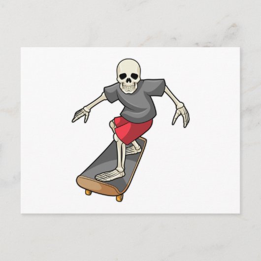 Skelet als Skater met Skateboard Briefkaart (Voorkant)
