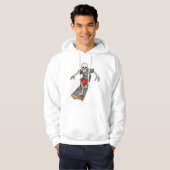 Skelet als Skater met skateboard Hoodie (Voorkant volledig)