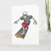 Skelet als skater met skateboard kaart (Voorkant)