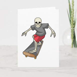 Skelet als Skater met Skateboard Kaart
