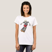 Skelet als Skater met skateboard T-shirt (Voorkant volledig)