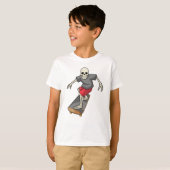 Skelet als Skater met skateboard T-shirt (Voorkant volledig)