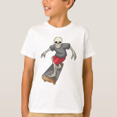 Skelet als Skater met skateboard T-shirt (Voorkant)