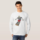 Skelet als Skater met skateboard T-shirt (Voorkant volledig)