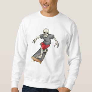 Skelet als Skater met skateboard Trui
