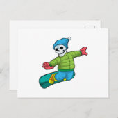 Skelet als Snowboarder met Snowboard Briefkaart (Voorkant / Achterkant)