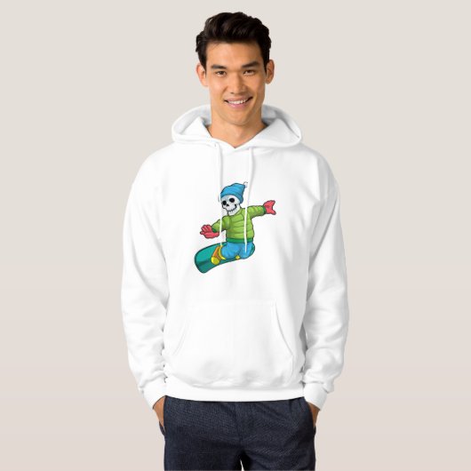 Skelet als Snowboarder met Snowboard Hoodie (Voorkant volledig)
